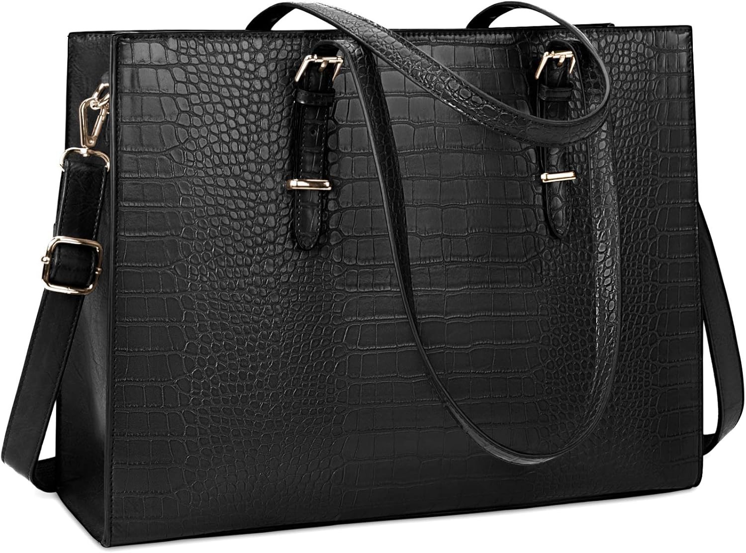 Elegant Crocodile Leather Laptop Bag for Women - 15.6" Water-Resistant Briefcase