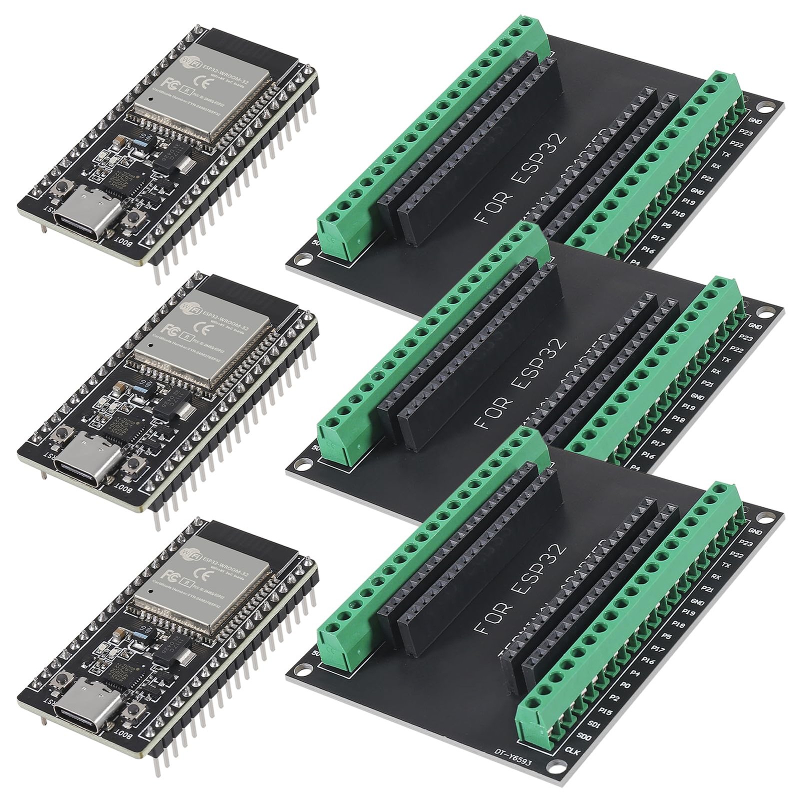 3Sets USB C 38 Pin ESP32 ESP-32D ESP-WROOM-32 CP2012 WiFi+Bluetooth Dual Core...
