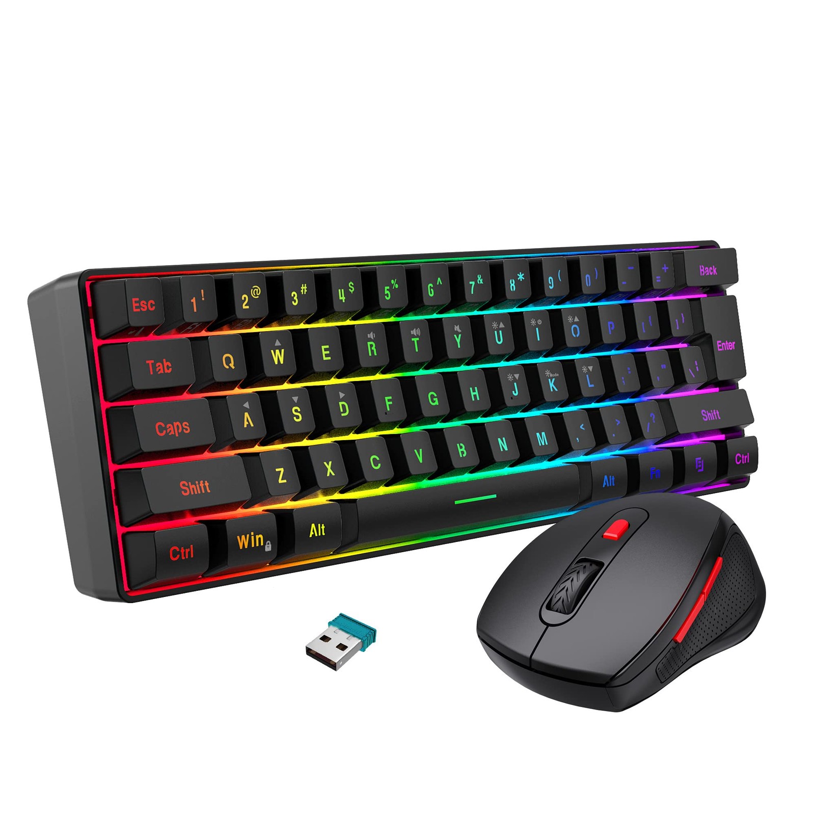 Snpurdiri 60% Wireless Gaming Keyboard and Mouse Combo, Include 2.4G Small Mini