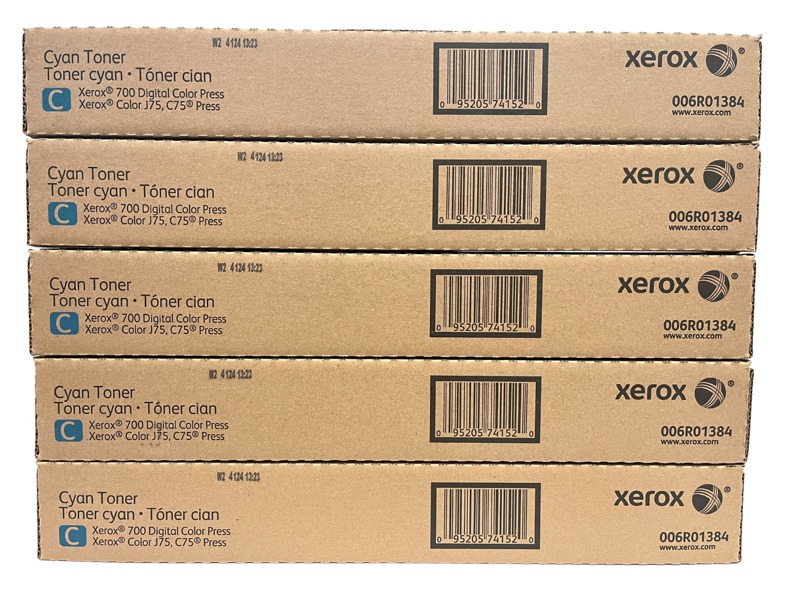 Set of 5 Xerox 006R01384 Cyan Toner Xerox 700 Digital Color Press Xerox 700i