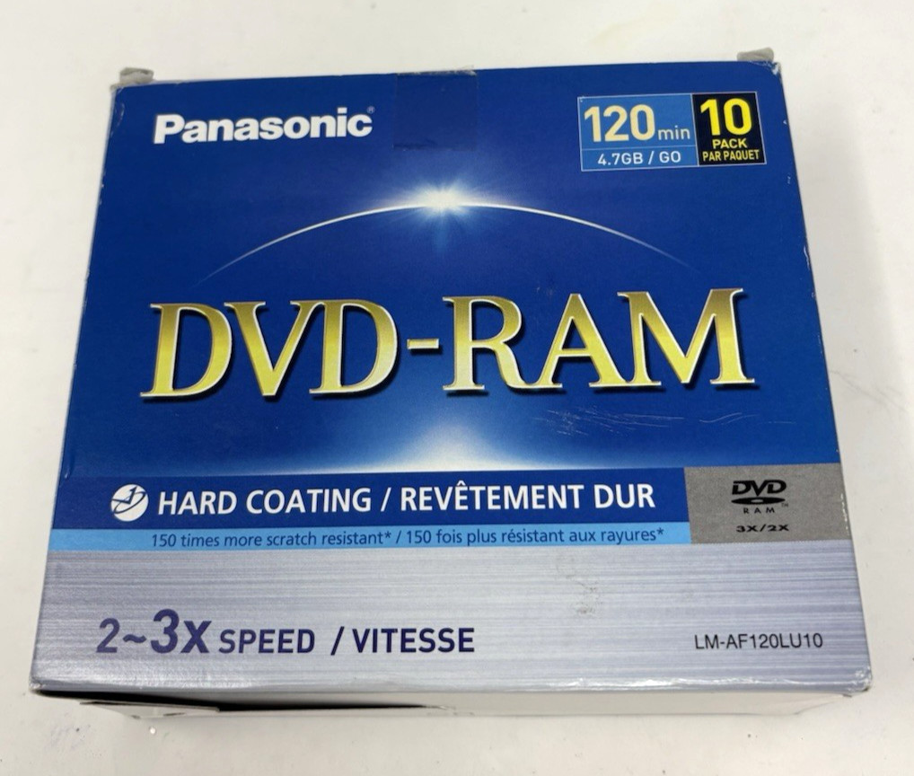 Panasonic DVD-RAM LM-AF120LU10 120min 4.7GB 10 Pack 2-3X Speed
