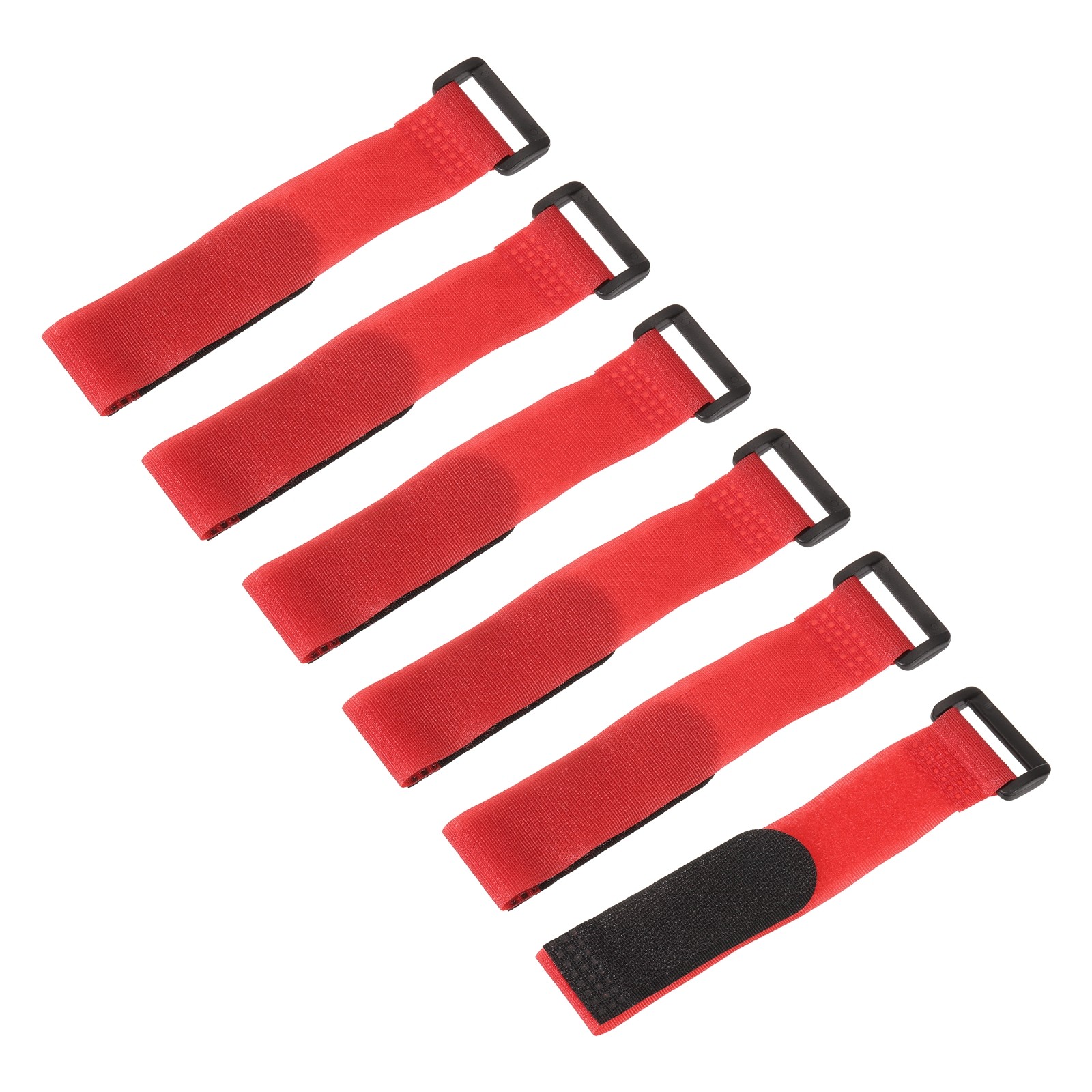 6 Pcs Battery Tie Down Straps,1"x8" Red Nylon Hold Down Hook Loop Strap
