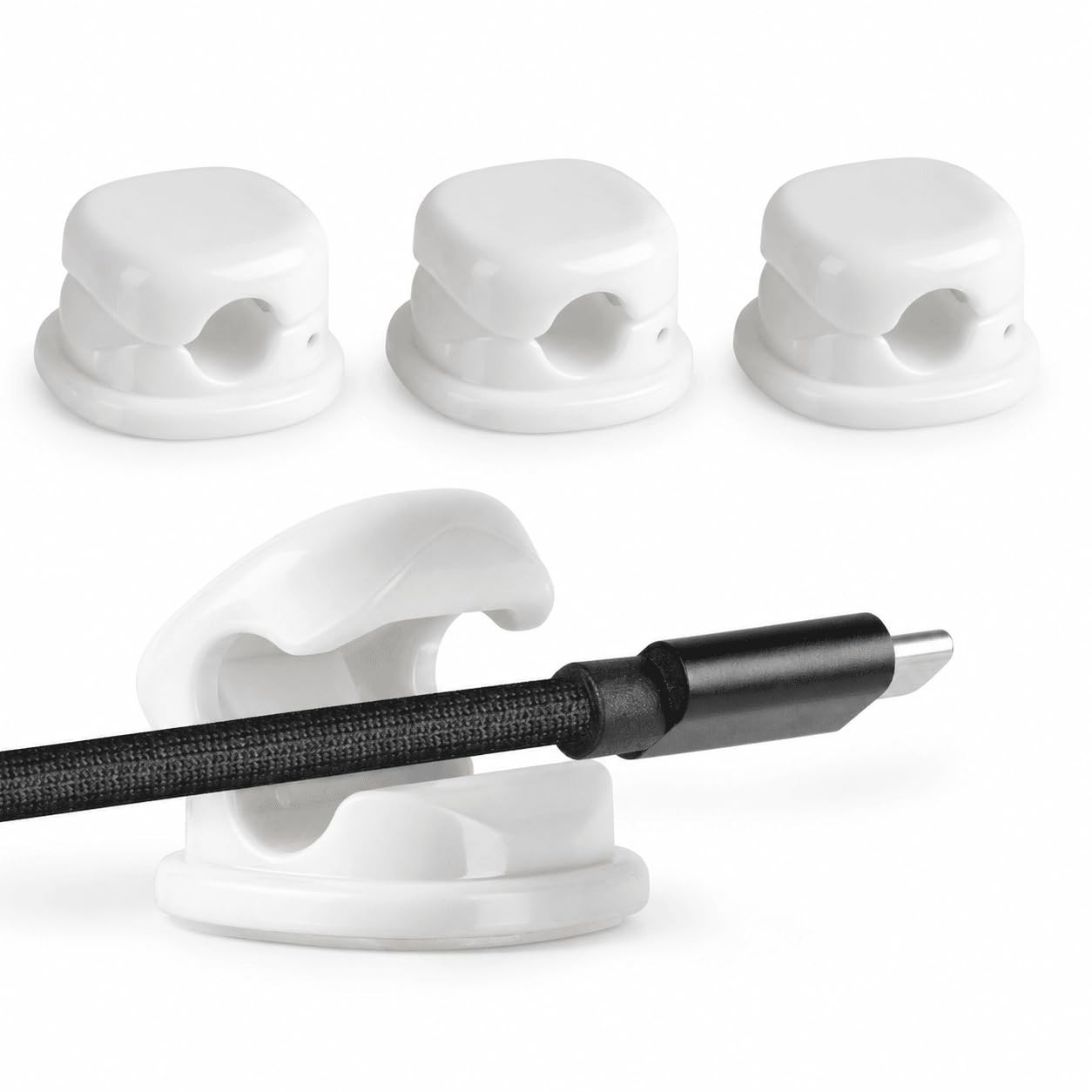 7mm Spring Cable Holder Clips, 3 Pack Desk Cord Organizer, White
