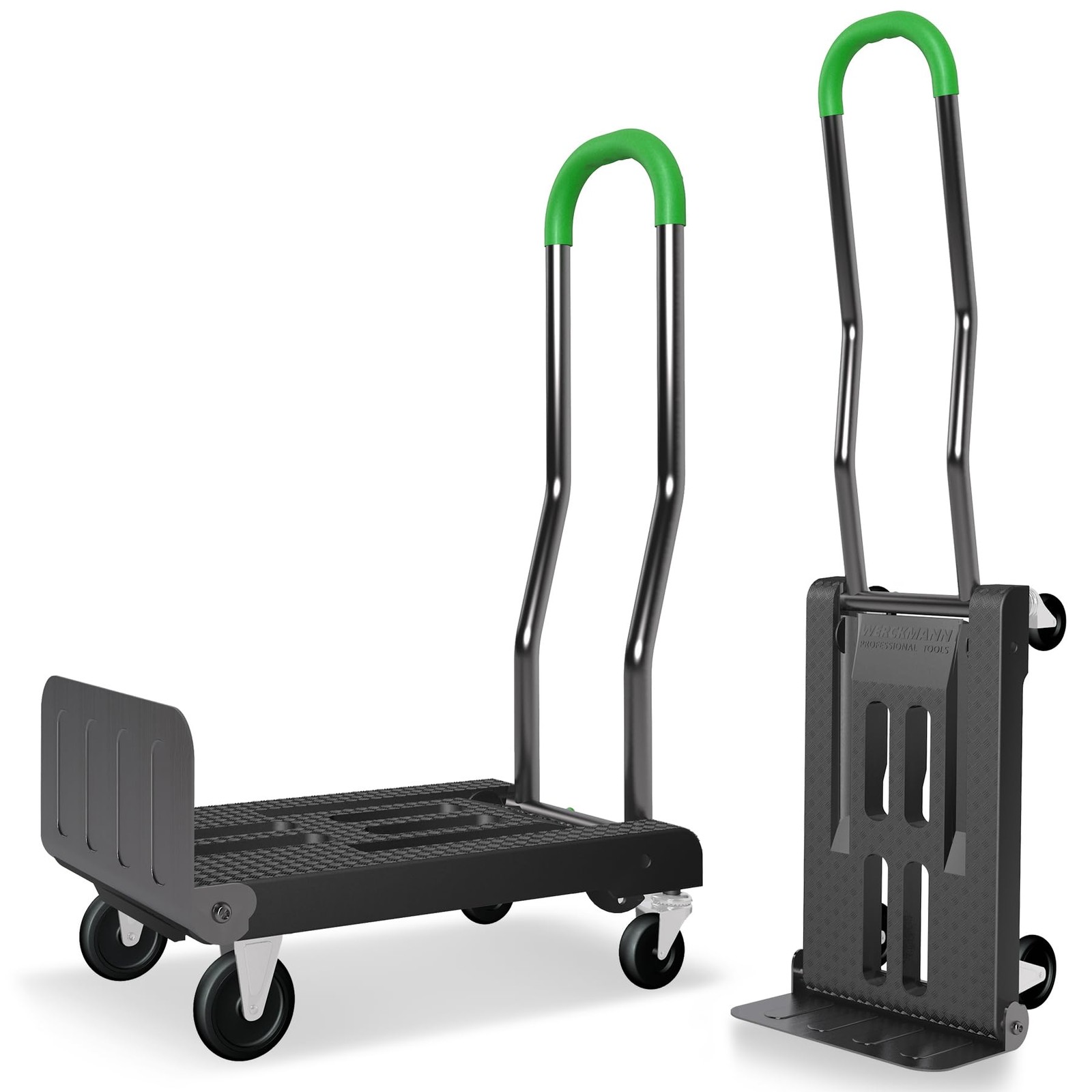 2-in-1 Convertible Hand Truck Dolly, 330LBS Capacity, 4-Wheel & 2-Wheel Modes...