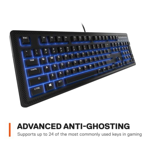 STEELSERIES APEX 100 GAMING KEYBOARD - TACTILE & SILENT - BLUE LED -  BLACK