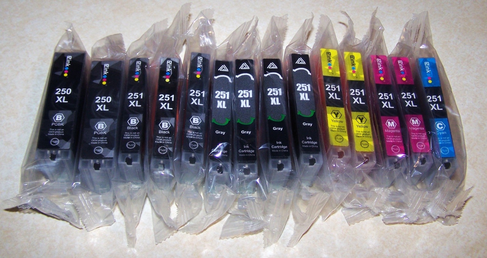NEW Set of 14 250XL & 251XL Ink Cartridges Black Gray Cyan Magenta Yellow -Canon