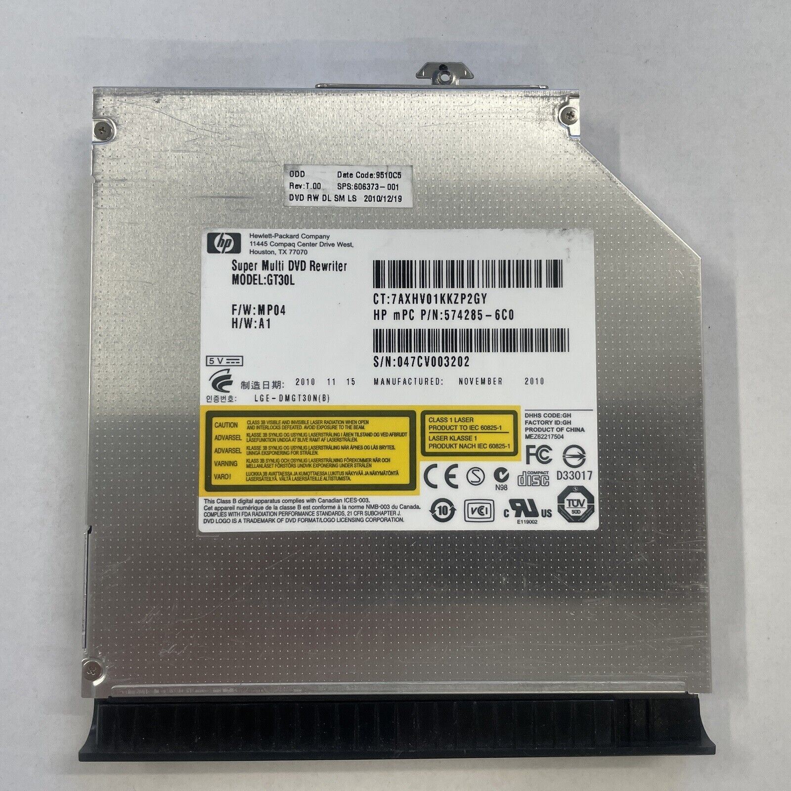 Genuine HP GT30L CD DVD±RW SATA Drive Lightscribe + Bezel 574285-6C0 606373-001