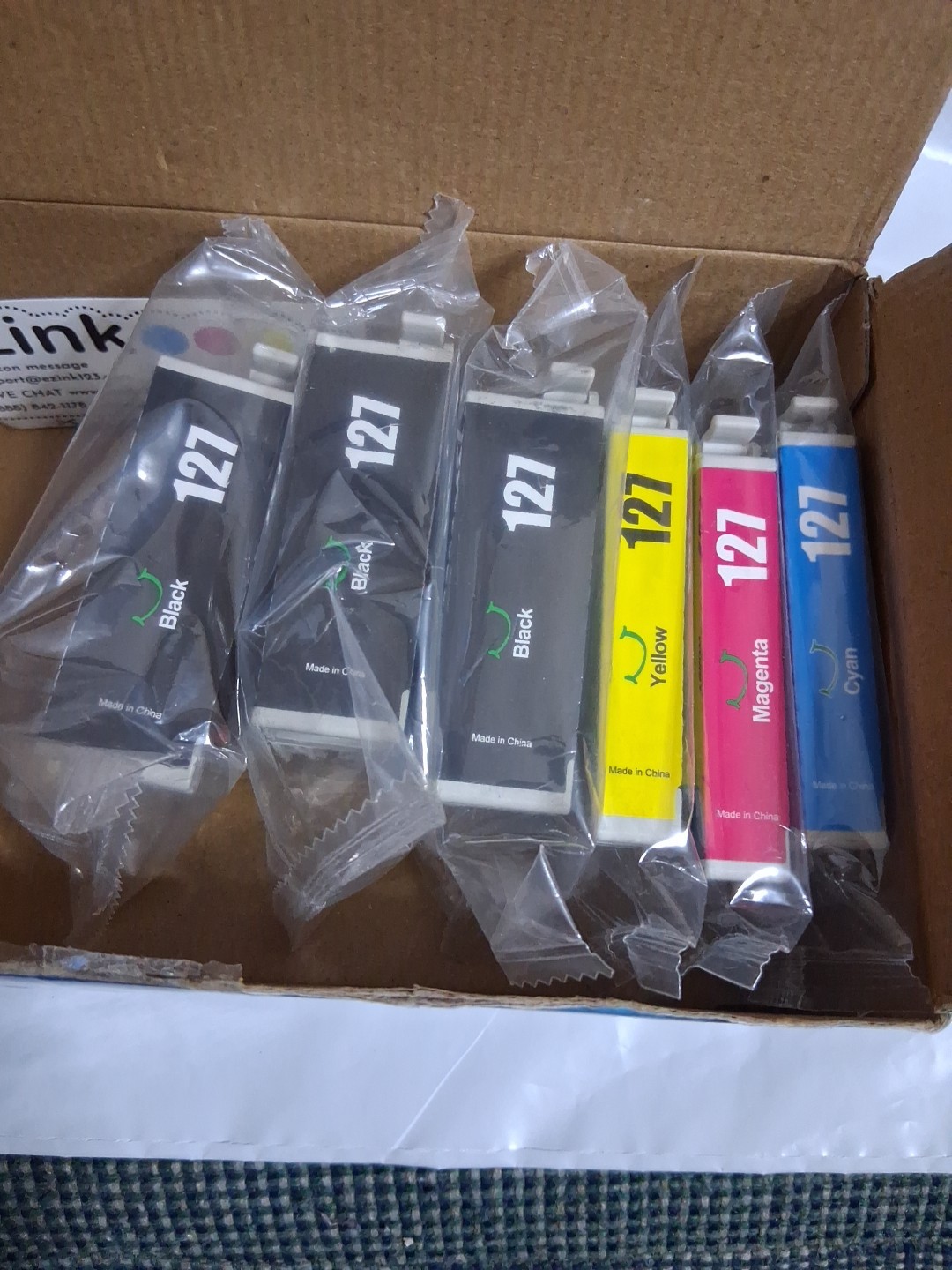 6 EZ Ink Cartridges in Open Box 3 Black 1 Magenta 1 Yellow 1 Cyan  Sealed 