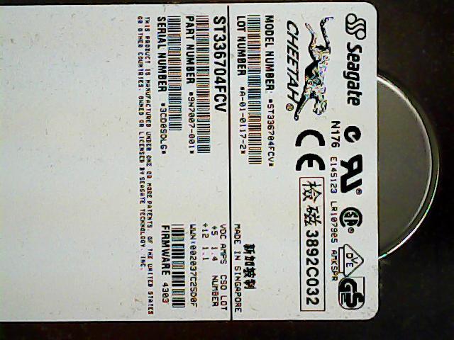 Seagate ST336704FCV 36GB 10K FC Fibre Channel 3.5" HDD Hard Disk Drive 9n7007