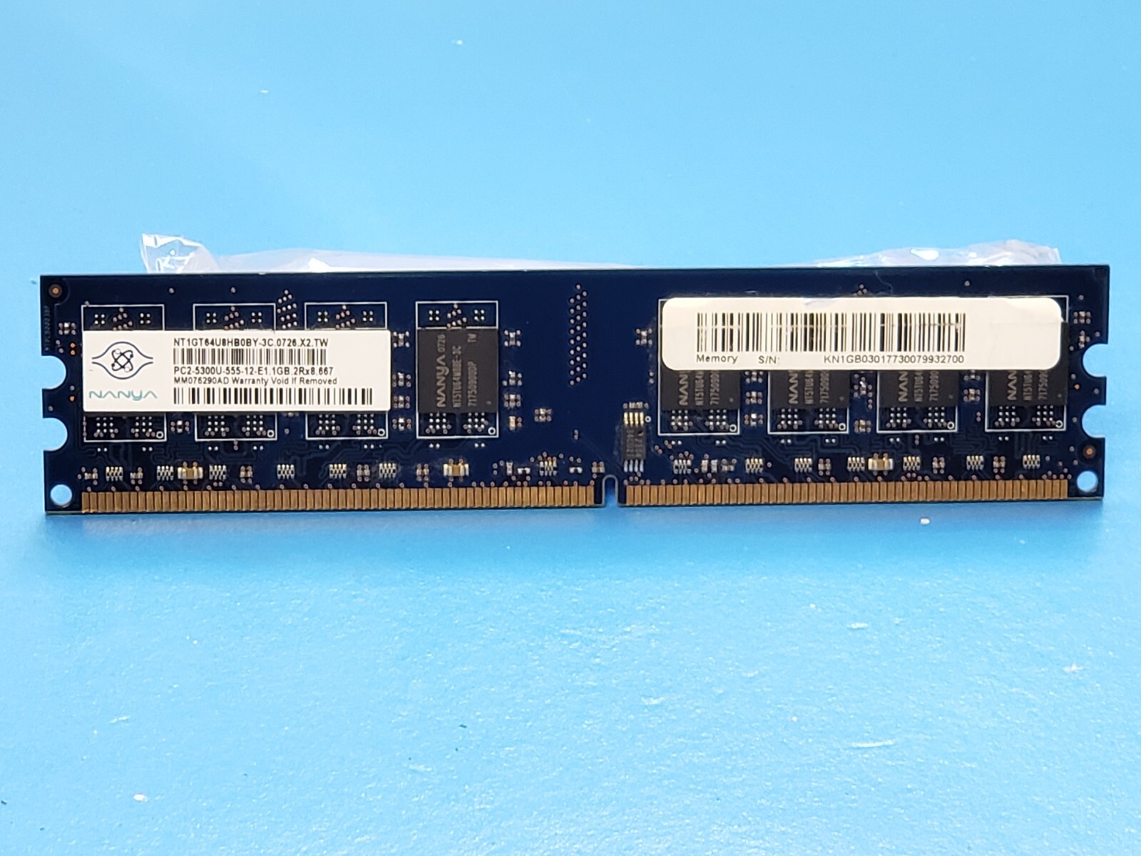 Nanya NT1GT64U8HB0BY-3C.0726.X2.TW DDR2-667 1Gb 2Rx8 PC2-5300U-555-12-E1 Memory