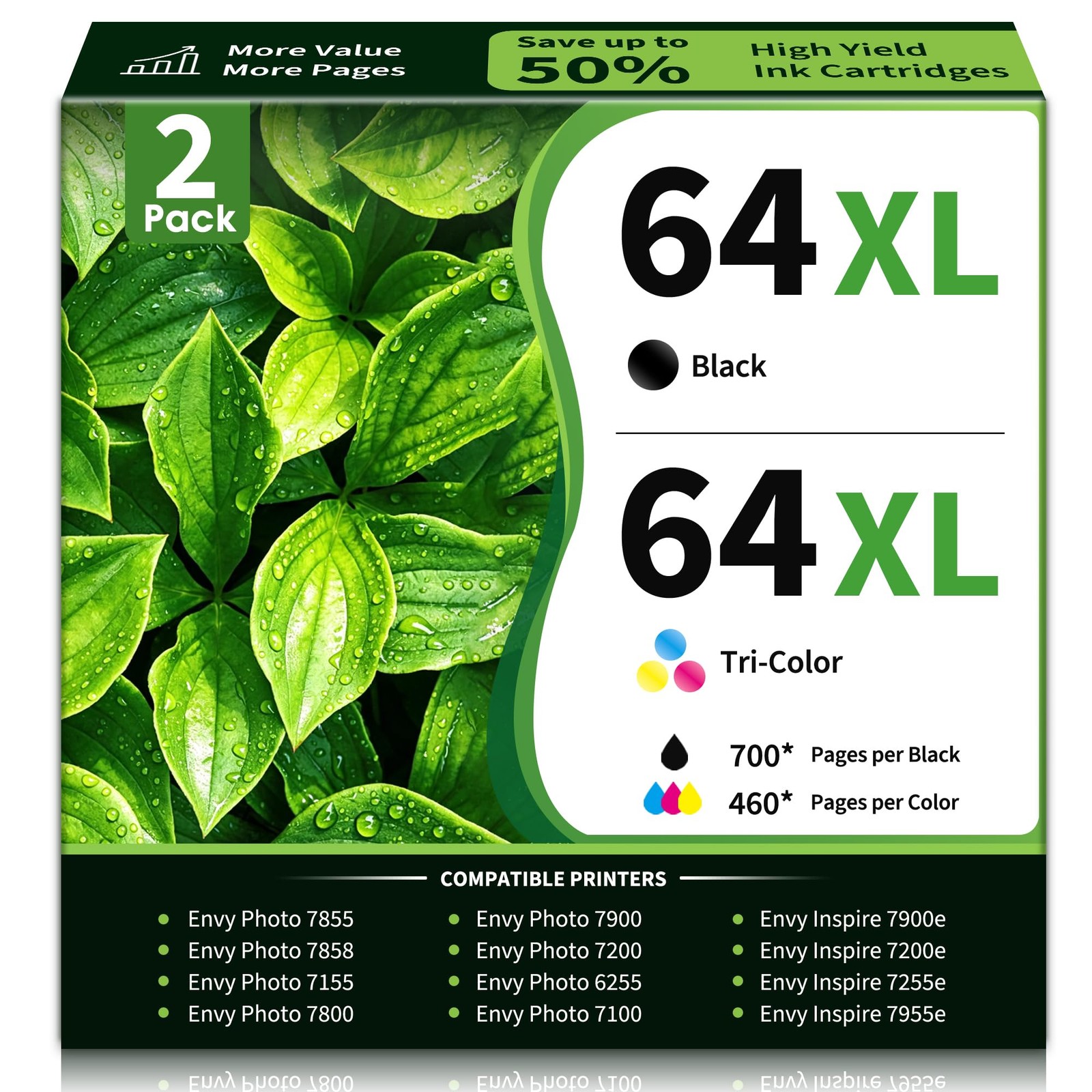 64XL Ink Cartridge Combo Pack Replacement for HP 64 XL Black and Color Ink