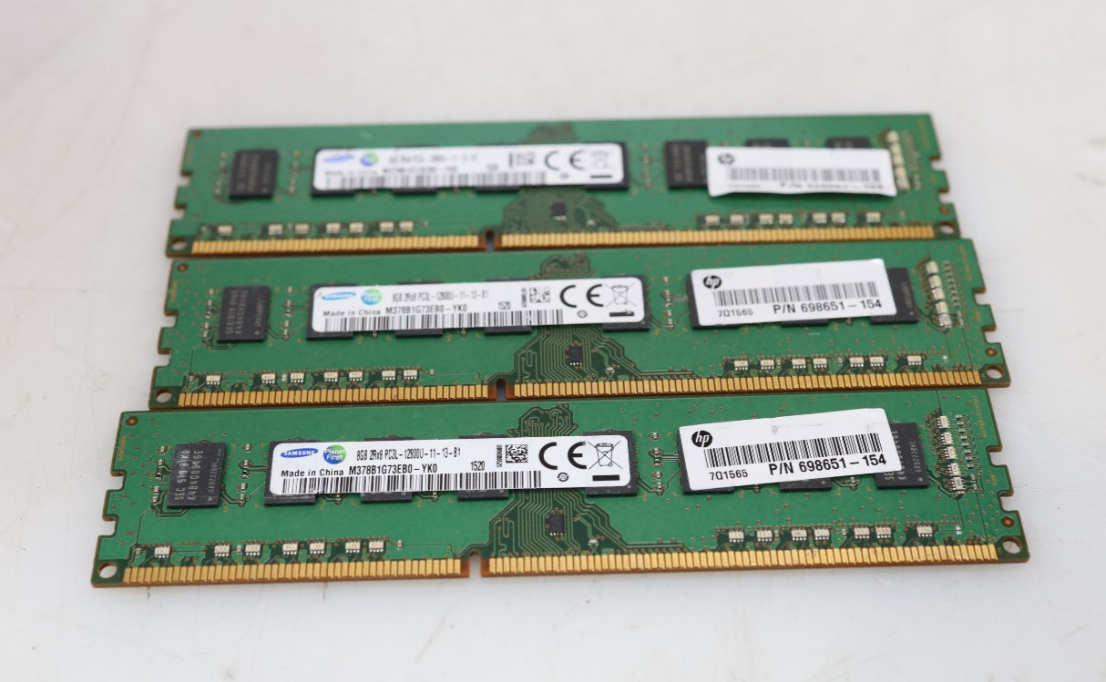 Lot 3x 8GB (24GB) Samsung M378B1G73EB0-YK0 PC3L-12800U DDR3 UDIMM Memory
