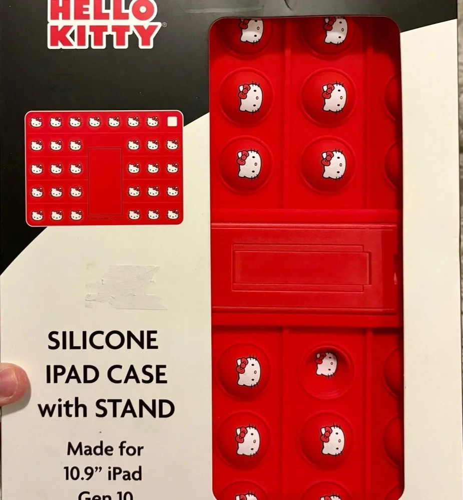 Hello Kitty Red Silicone iPad Case 10.9 inch Gen 10 with Kickstand Sanrio