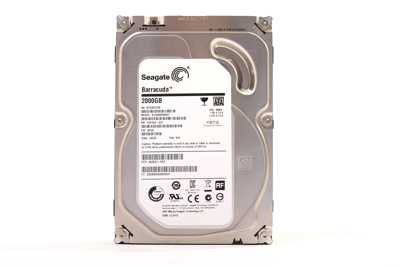 Seagate ST2000DM001 2TB 3.5" 6Gb/s 64MB 7.2K RPM SATA Hard Drive P/N: 1CH164-021