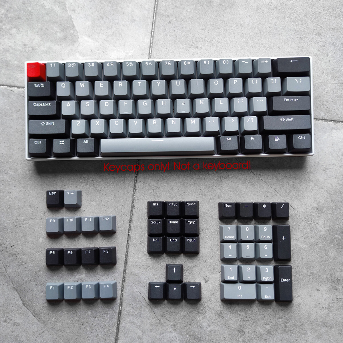 Retro Dolch PBT Doubleshot Keycap Set Gray OEM Profile for Mechanical Keyboards