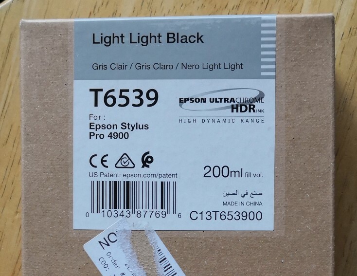 01-2022 New Genuine Epson T6539 200ml Light Light Black Ultrachrome HDR Ink 4900