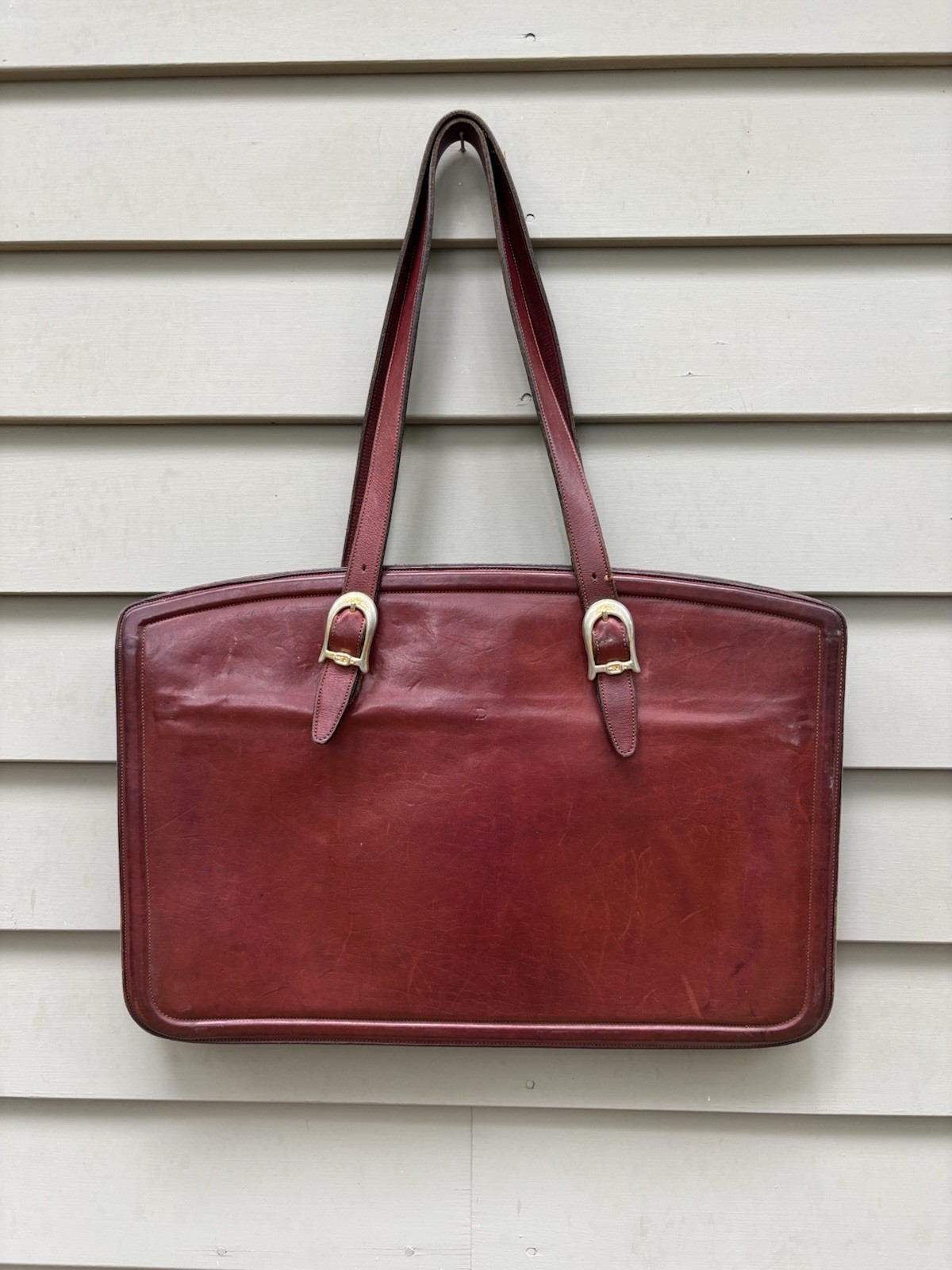 London Harness Company Boston vtg Leather Briefcase Shoulder Bag Portfolio
