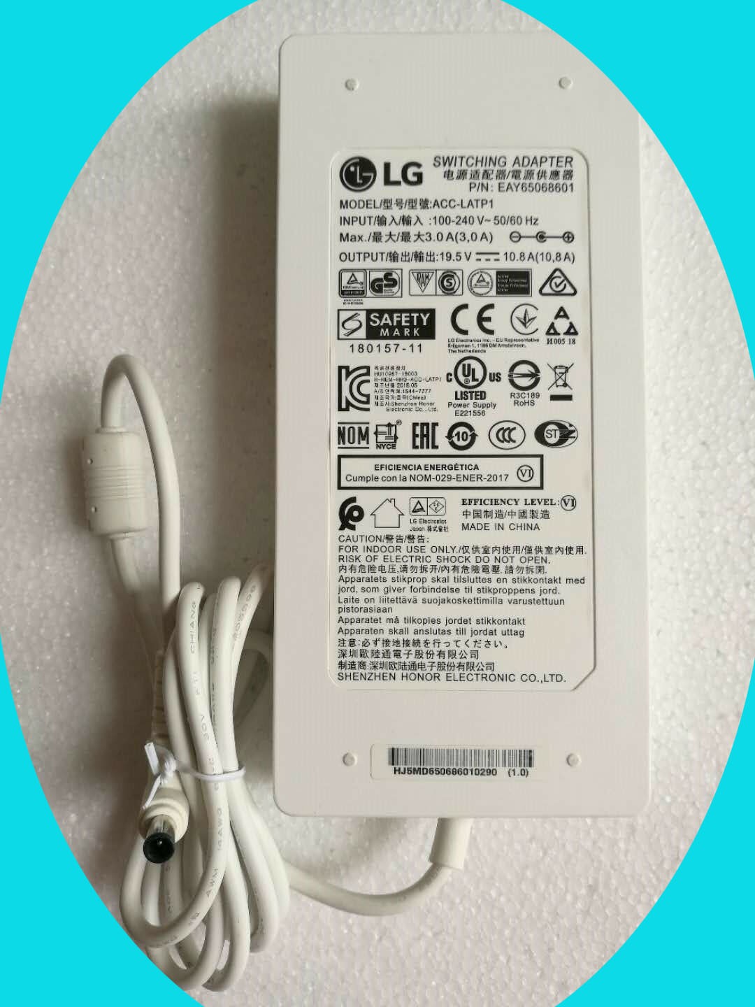 Original new 19.5V 10.8A 210W AC Adapter fit LG 27UP550N-W ACC-LATP1 Monitor