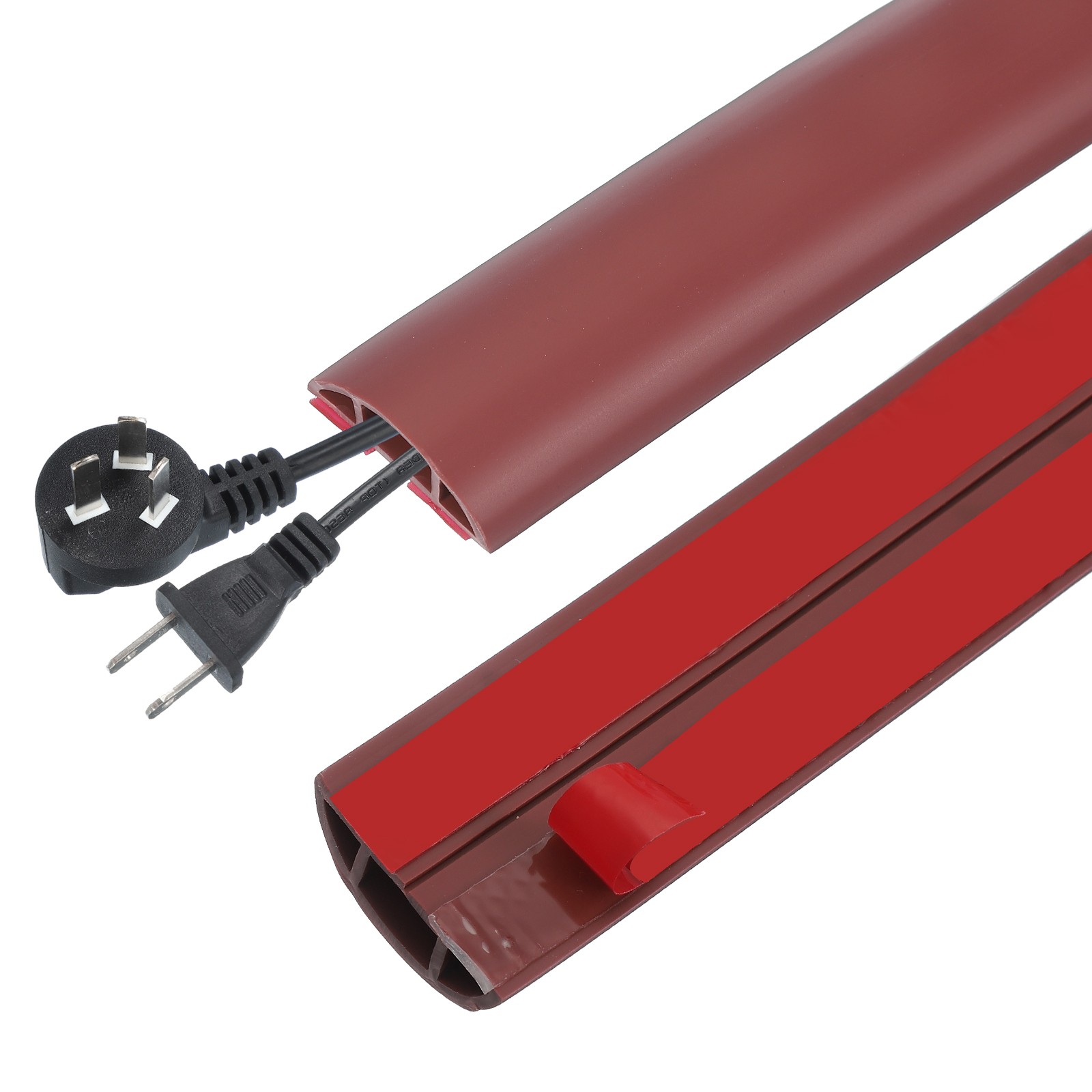 3.3FT Floor Cord Cover, 0.3" W x 0.3" H Cord Hider, Red