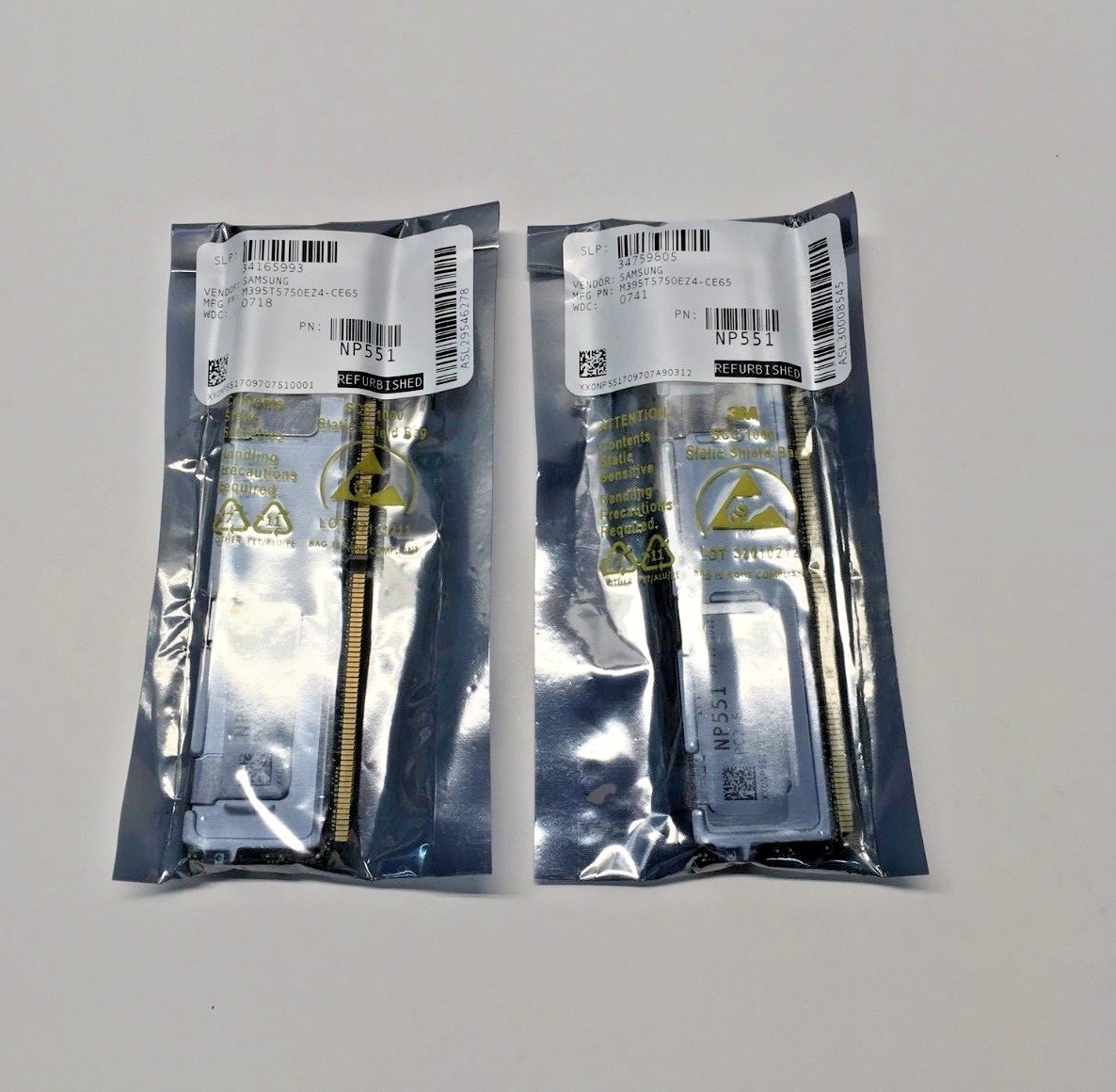 Samsung Shielded Memory 2 X 2GB M395T5750EZ4-CE65 0747 ( lot of 2 )
