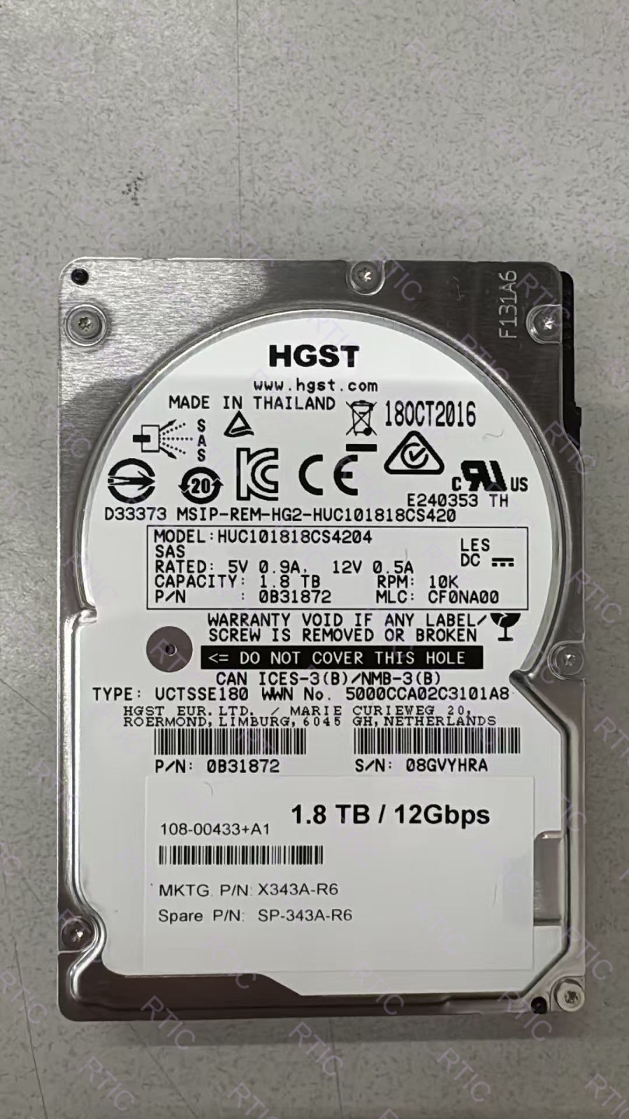 Grade A Used HGST HUC101818CS4204 1.8TB 10K RPM 12Gbps SAS 2.5" Hard Drive