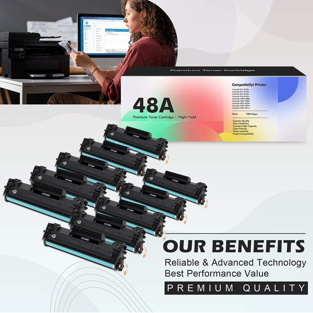 10* CF248A Black Toners fit for HP 48A LaserJet Pro M15a MFP M29a M29w M30w M31w