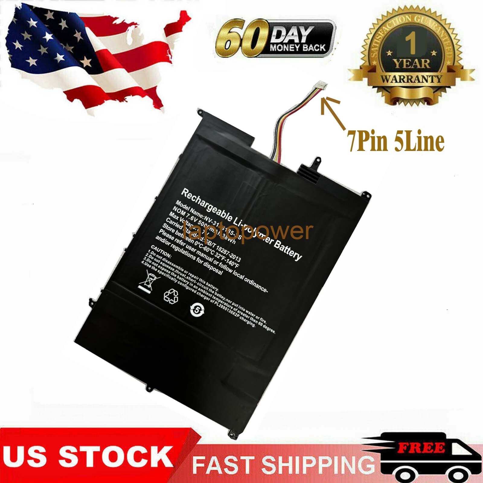 7Pin 5Line NV-3178185-2S Battery For Gateway GWTN141-1BL GWTN141-5BL GWTN141-5BK