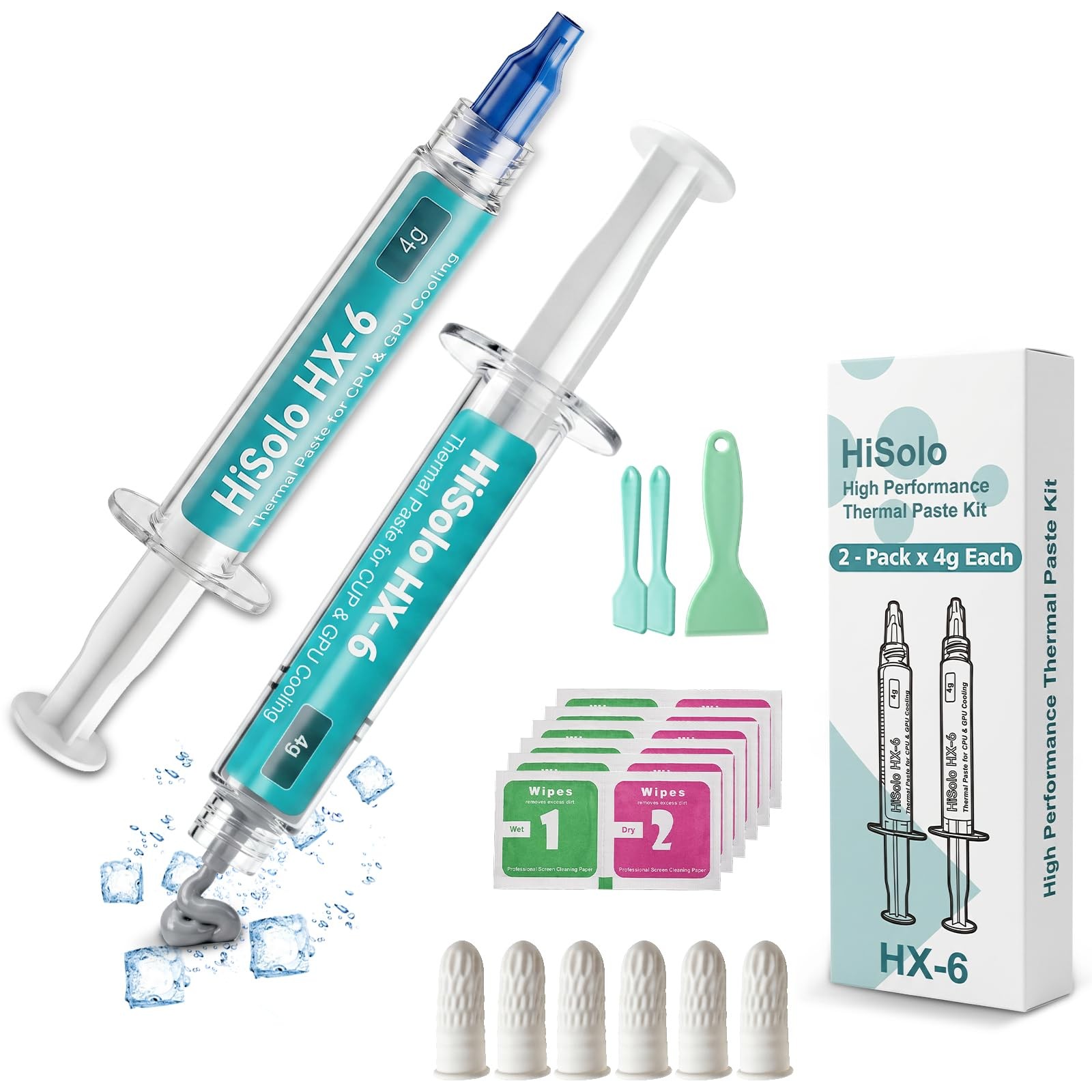 HiSolo 2‑Pack 8g Total (4g Each) 13W/m‑K High‑Grade Thermal Paste Kit