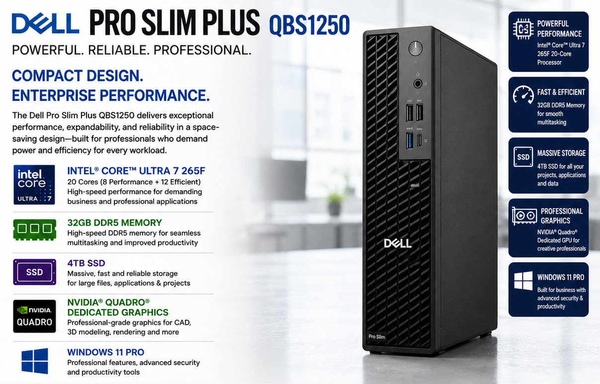 NEW 2026 Dell Pro Slim Plus QBS1250 Intel Ultra 7 32GB DDR5 4TB SSD Nvidia GPU