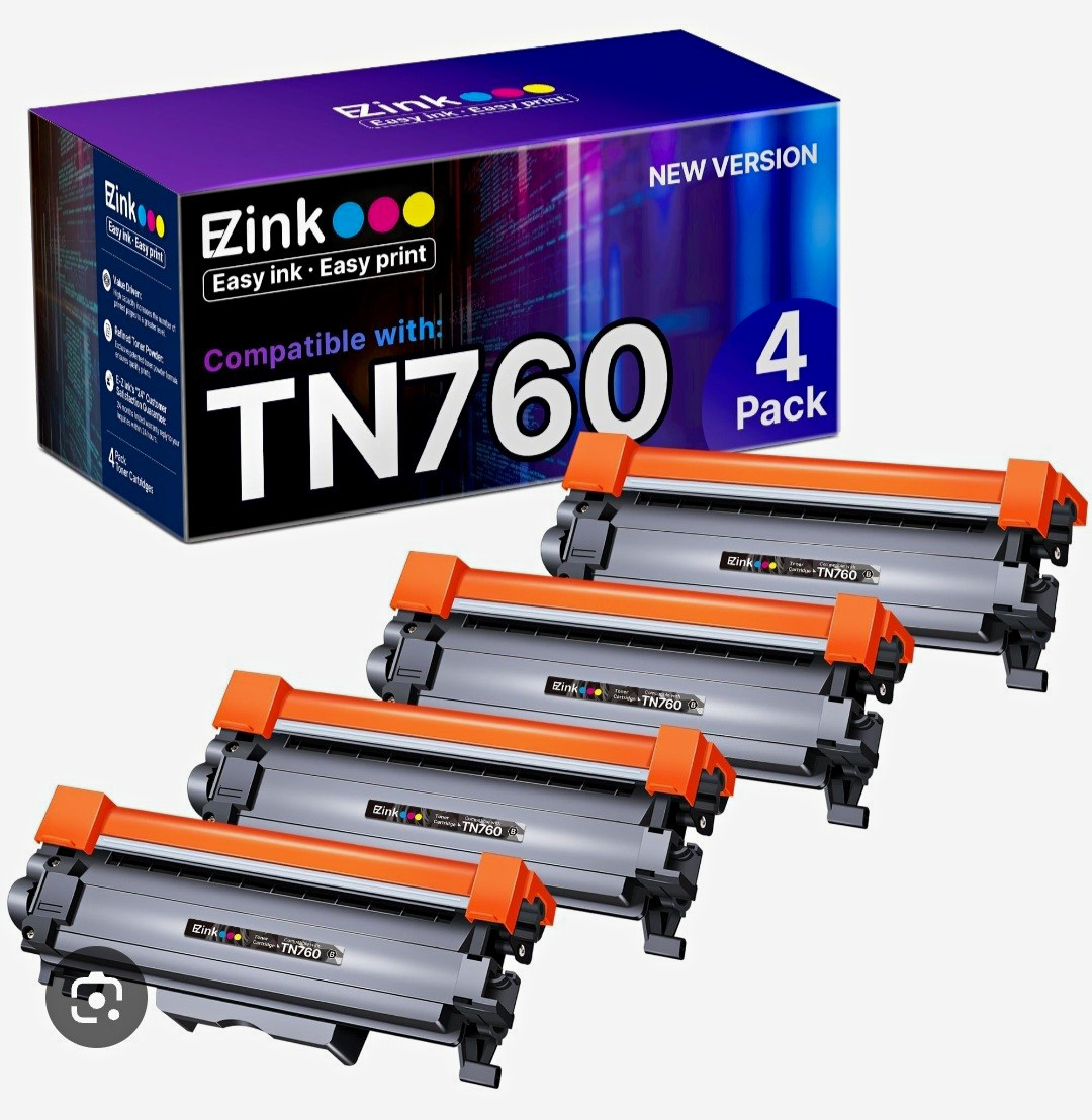 EZink TN760 Compatible Toner Cartridge Black 4 Pack for Brother Laser Printer