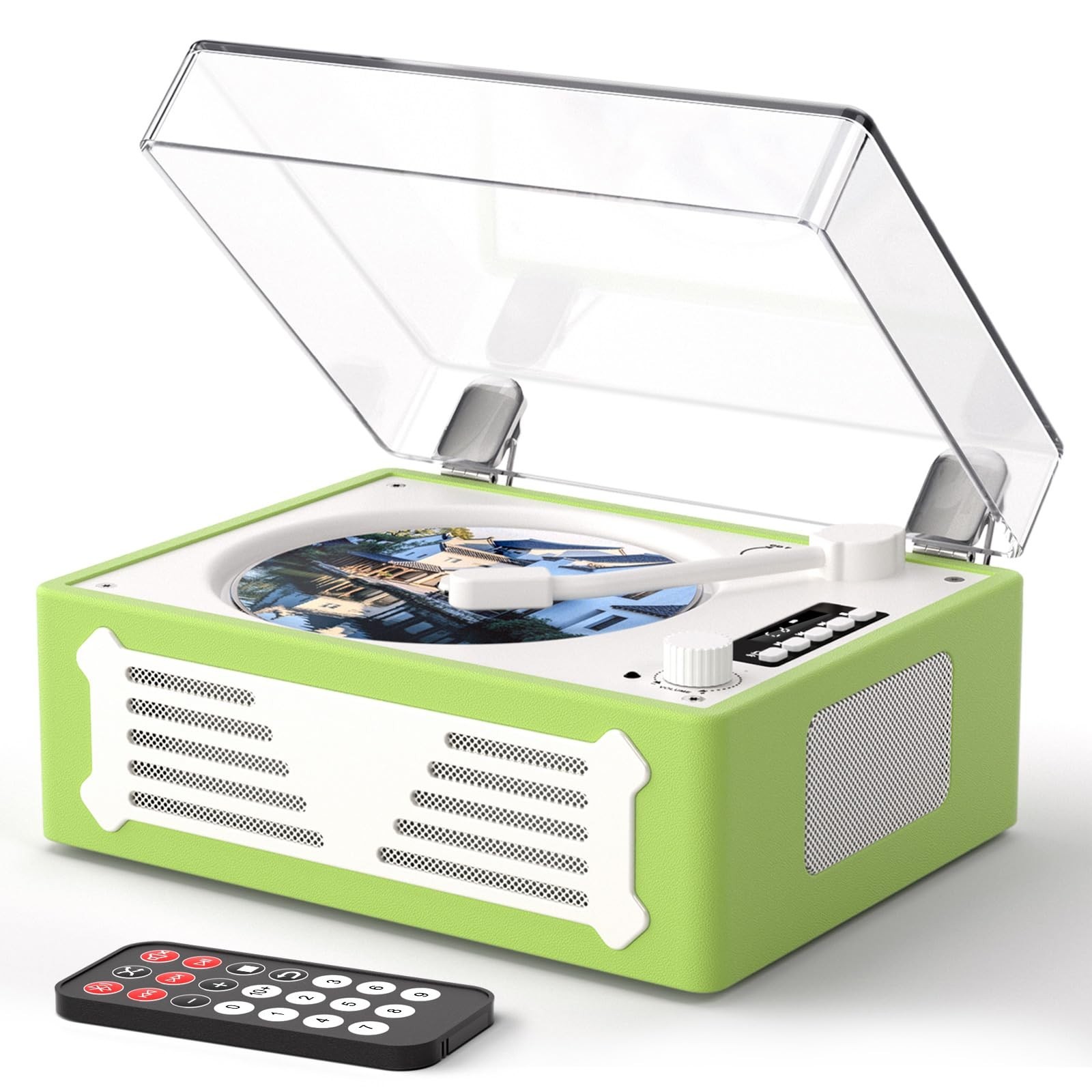 Retro CD Player with Bluetooth Transmitter Receiver, HiFi Stereo Speakers, LE...