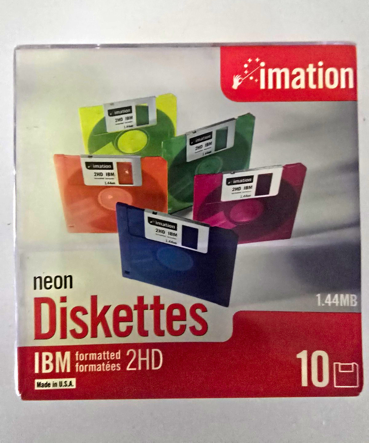 Imation Neon 3.5" Floppy Diskettes 1.44MB 2HD 10-Pack Anti-Static