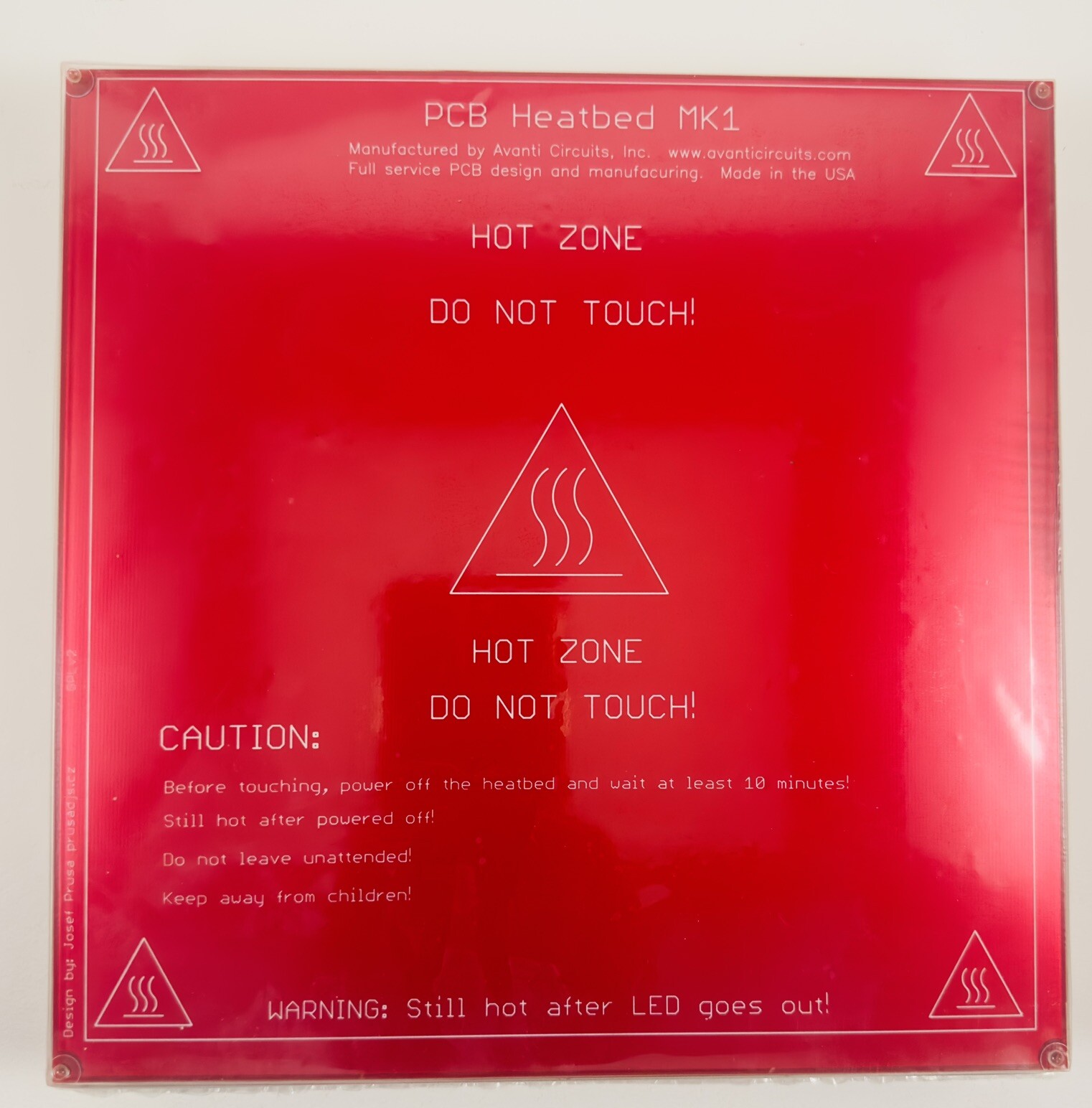 RepRap PCB MK1 Heatbed 8.4” X 8.4”- for 3D Printer - Made in USA