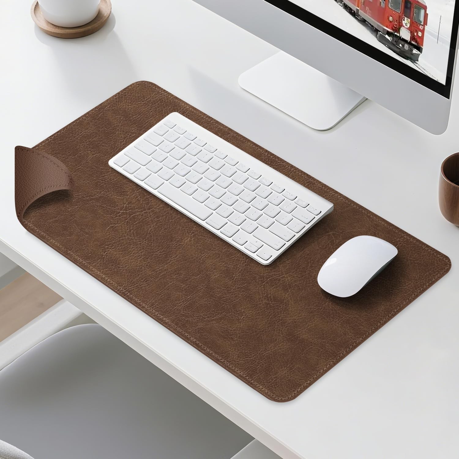 glodentai Leather Desk Mat Brown 25x13