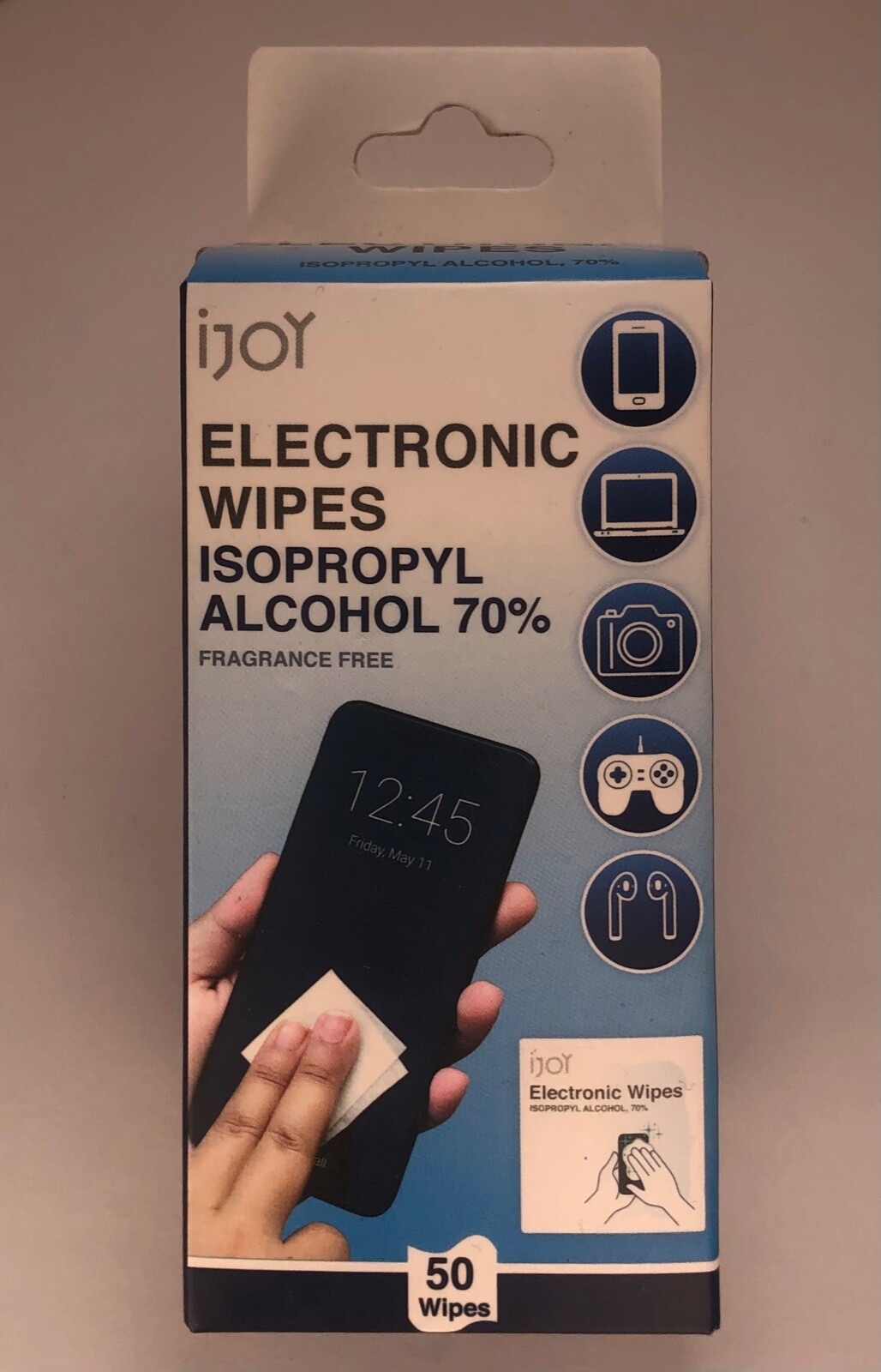 iJoy Electronic Wipes, 50 Wipes Fragrance Free 70% isopropyl alcohol phone clean
