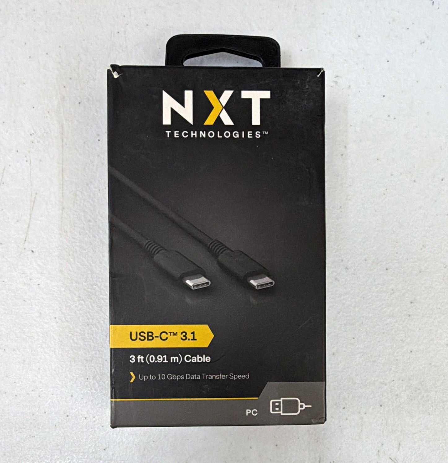 NXT Technologies USB-C to USB-C 3.1 Cable 3 ft Black Reversible 100W
