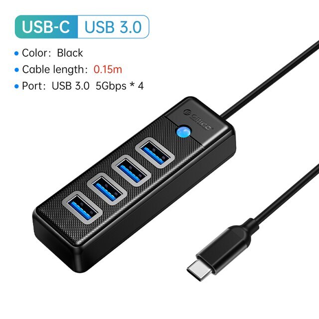 ORICO 4 Ports USB3.0 Type C HUB 5Gbps High Speed Splitter OTG Adapter