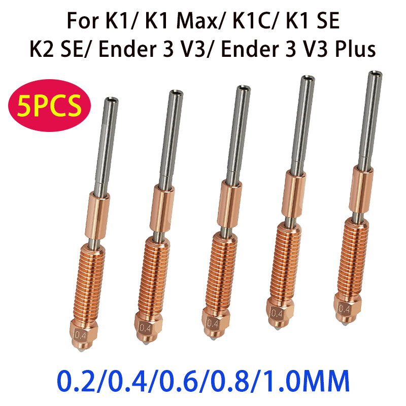 5PCS K1/K2 SE/Ender 3 V3 Plus Unicorn Nozzle Quick-Swap Hotend Nozzle 3D Printer