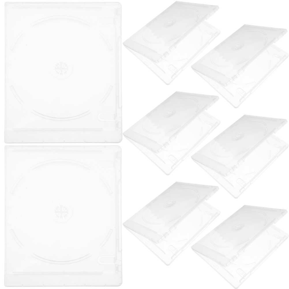 8Pcs Transparent Ps Disc Organizer Dvd Case Double Sided Storage Box
