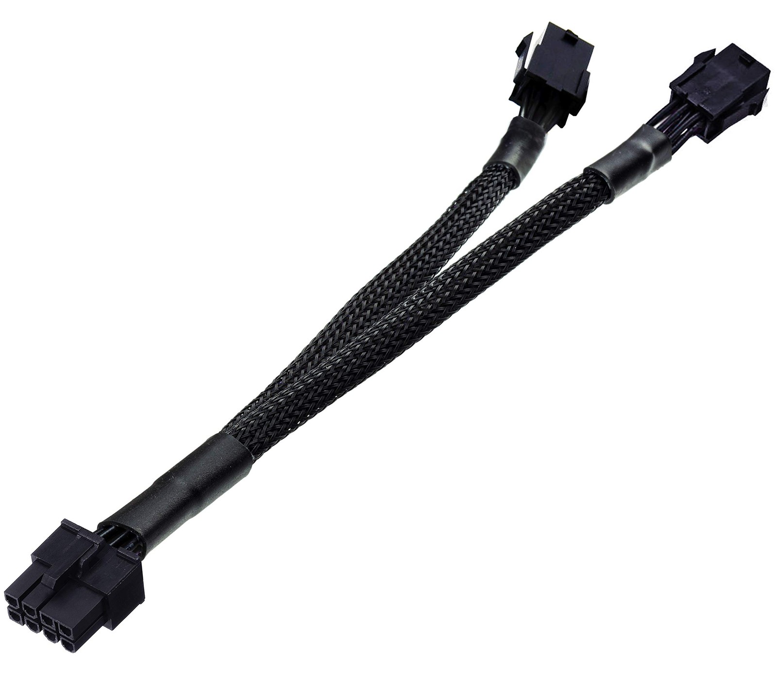 Dual 6 Pin Female to 8 Pin Male GPU Power Adapter Cable Braided Sleeved 9 Inches