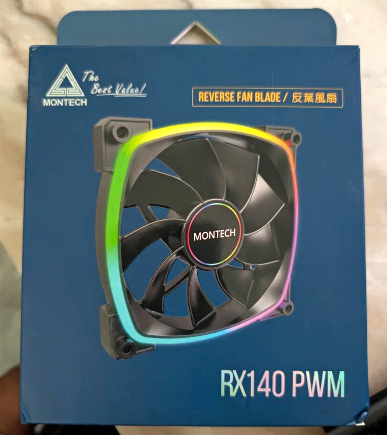 MONTECH RX140 PWM 140mm ARGB PWM Reverse Blade Case Fan 4-Pin Black