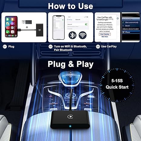 Wireless Apple CarPlay Adapter, 2023 Upgrade Adapter for OEM Wired Cars, -