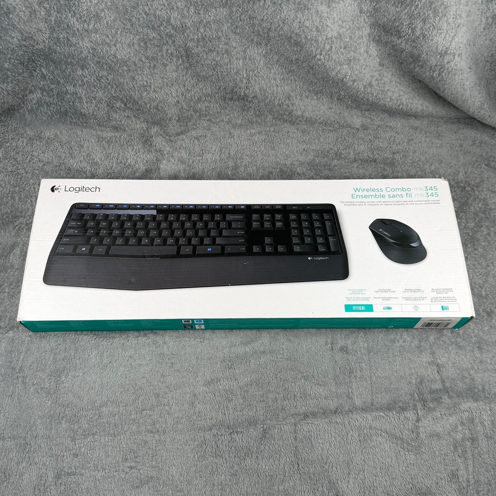 Logitech MK345 Wireless Keyboard Mouse Combo Black 920-006481 K345 M345 w/Dongle