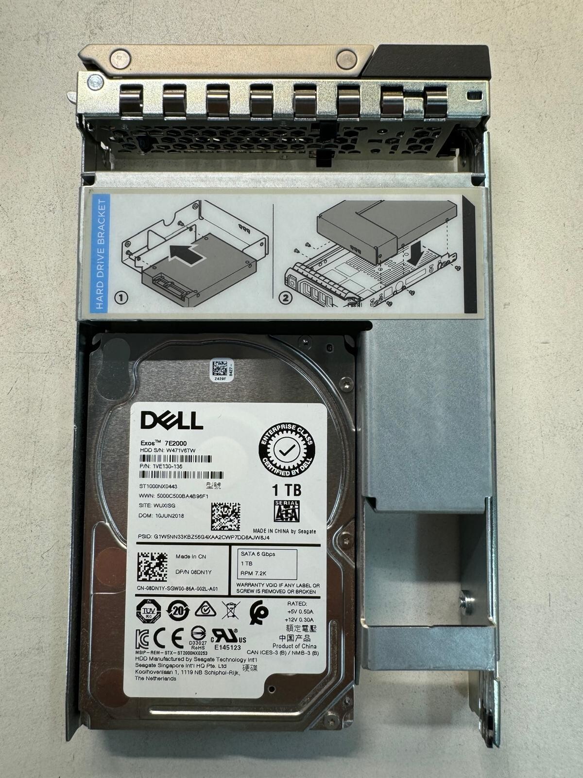 DELL 8DN1Y ST1000NX0443 1VE130-136 1TB 7.2K 6 Gb/s SATA 2.5" Drive 9W8C4 3.5"
