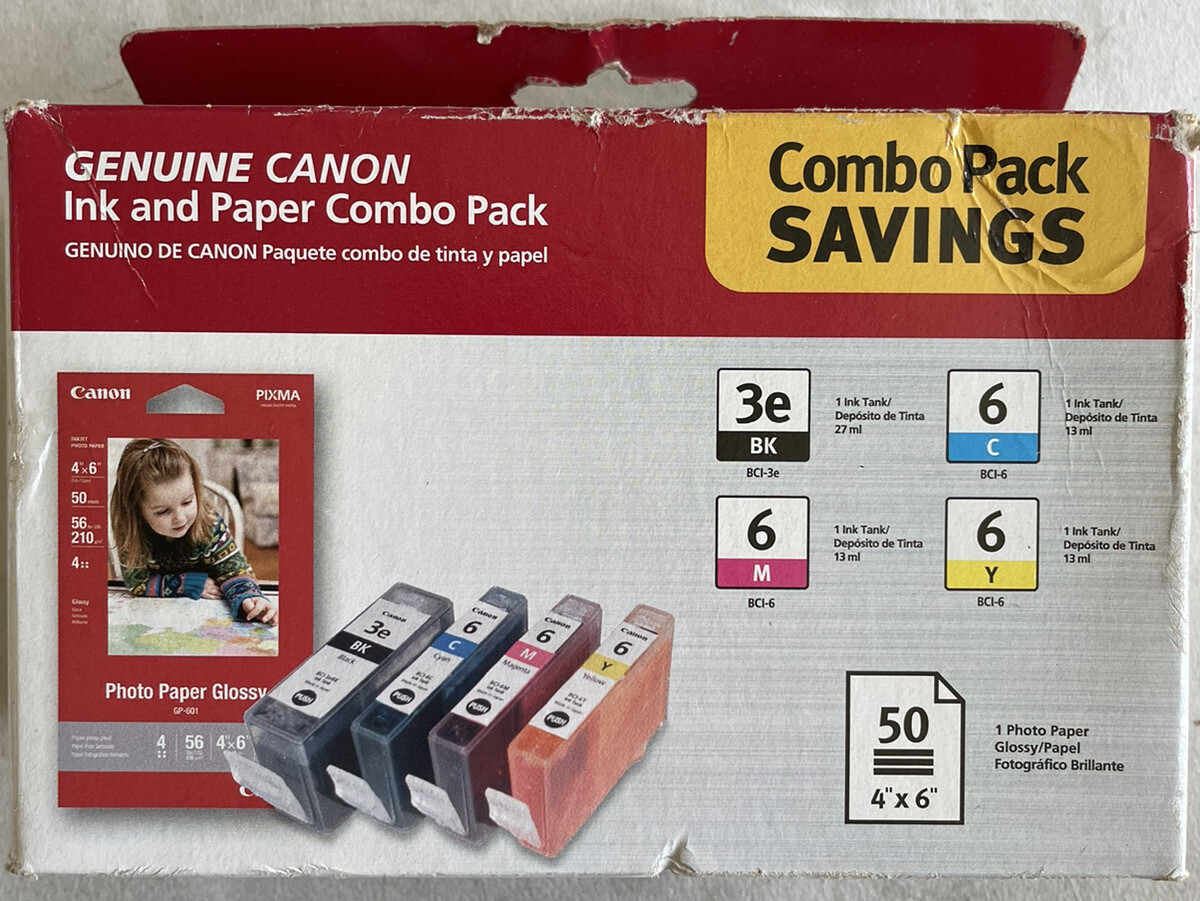 Canon BCI-3E/BCI-6 Photo Paper Combo Pack Ink Cartridges 