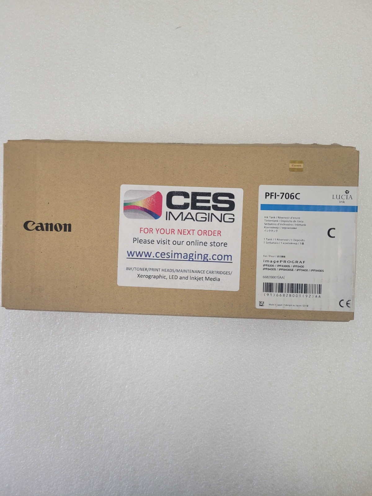 Canon PFI-706C  Cyan Ink Cartridge Genuine Expires 12/21-FREE SHIPPING