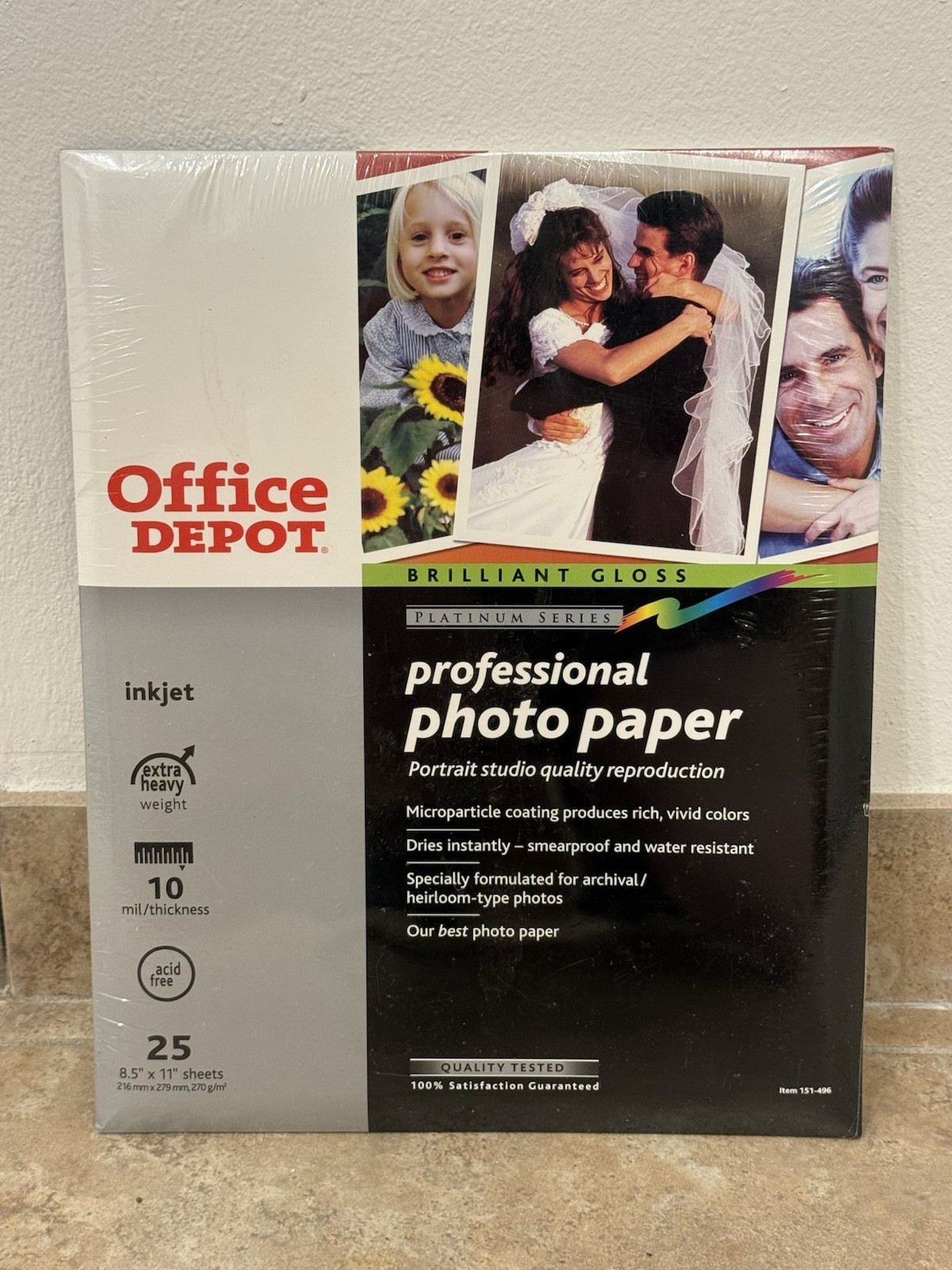 Office Depot Professional Photo Paper 151-496 Brilliant Gloss 25 Sheets 8.5 x 11