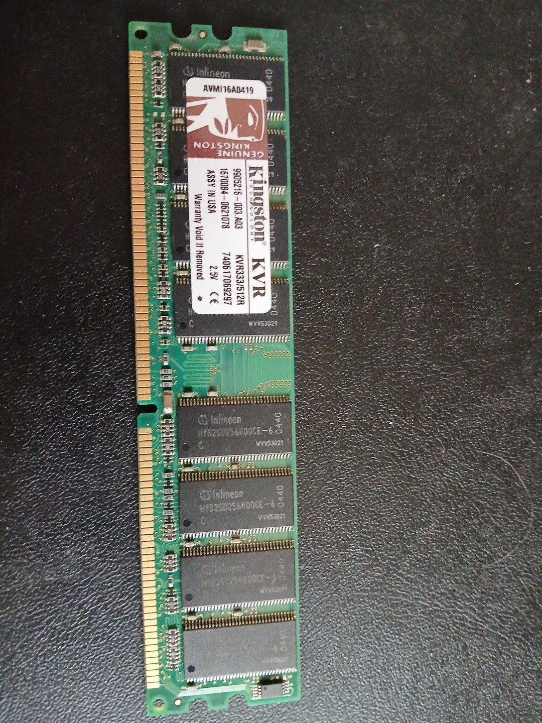 Kingston ValueRAM DDR1 SDRAM 512MB DIMM 184-Pin RAM KVR333X512R (r3)