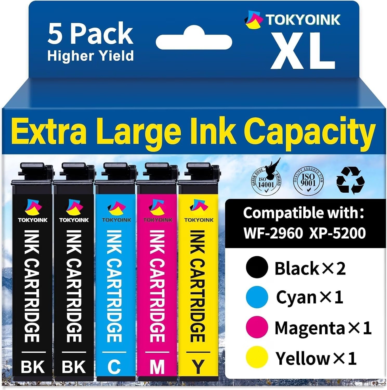 222XL Ink Cartridges Compatible with Epson T222XL for WF-2960 XP-5200 Hi-Yield