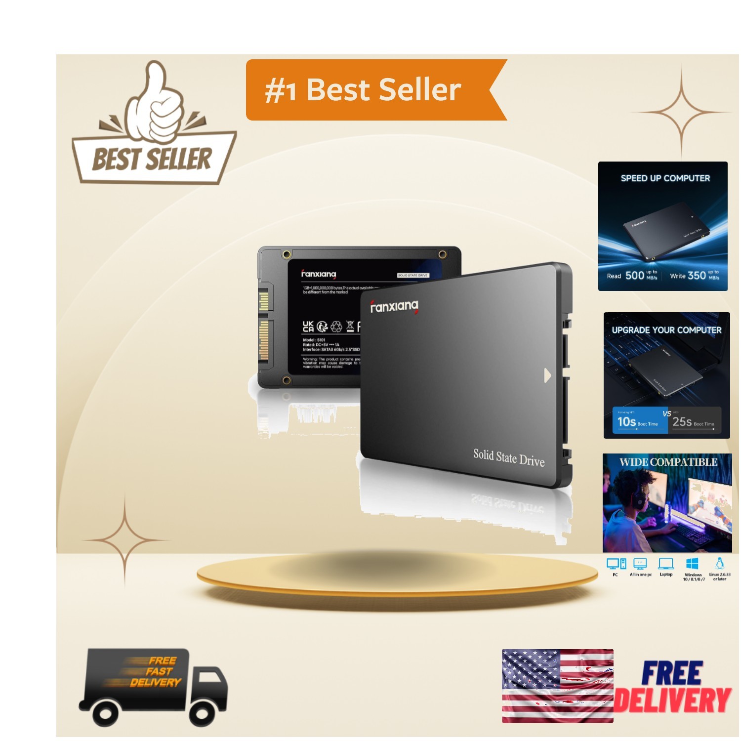 Reliable 128GB SATA SSD - 550MB/s Read Speed, Perfect for Gaming & Multimedia